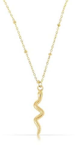 Made by Nami Edelstahl Halskette Damen Gold mit Schlangen Anhänger Schmuck Geschenk Freundin 40 + 5 cm lang (Schlange)
