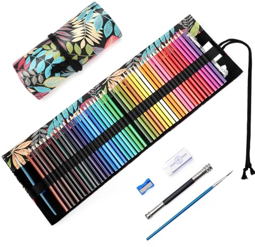 TOYESS 48 Lápices de Colores Profesionales con Estuche Enrollable para Niños y Adultos, Selva tropical