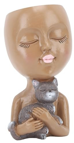 TOPINCN Pot de Fleurs avec Visage Drôle, Arrangement Floral de Bureau, Pot de Fleurs en Forme de Fille, Décoration Artistique pour la Maison, Tête de Fille, Petit Arrangement Floral en
