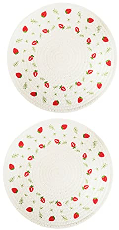 Cabilock 2 Piezas Estera de cazuela café Porta Cubiertos manteles Individuales decoración cojín de Taza Almohadilla de vajilla de Comedor Fresa portavasos agarradera