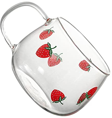 Cabilock Eleganti Tazze in Da 350 Ml Con Stampa Di Fragole Tazze Per Caffè E Tè