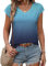 Zeagoo Mujer T Shirt Verano Manga Corta Cuello en V Camiseta Ligera Tank Top Bordado Suelto Tops Azul XL