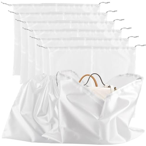 SHUESS 8 Stück Schuhtasche Kordelzugbeutel, Aufbewahrungsbeutel Aufbewahrungstasche aus Seide Handtaschen Kordeltasche für Handtasche Schuhe Stiefel Geldbörse Taschenbücher (Weiss, 40x50cm)