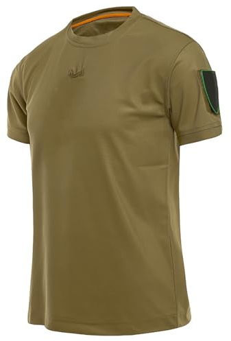 Taktisch T-Shirt Herren Kurzarm Combat Shirt Army Hemd Paintball Military Camouflage Hemd Sommer(Size:L,Color:Khaki)