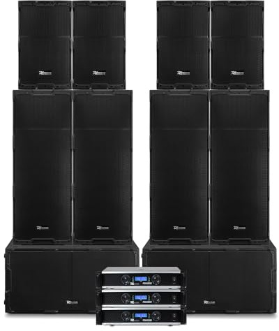 Power Dynamics PDY Event PA System - Passive PA System with Dual 18 Subwoofers, Dual 15 and 12 Tops, Amplifiers Included - Ideal for Concerts, Festivals, Clubs, Large Event Speaker Setup