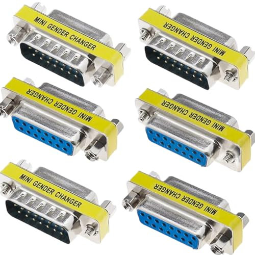 Xiatiaosann DB15 15-poliger Stecker auf Stecker Adapter Wechsler Kupplung Seriell D-Sub 15-polig Buchse auf Buchse Gender Changer Konverter Anschlüsse für PC Digitale Werkzeugmaschinen Audio Monitor