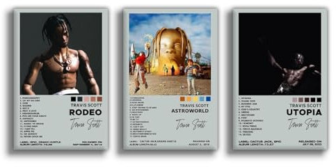 NebulaNova Travis Scott Albumcover-Poster, Leinwand, Poster, Schlafzimmer-Dekor, Sportlandschaft, Büro, Raumdekoration, Geschenk, ungerahmt, 20 x 30 cm