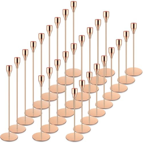 Potchen 27 Pack Candles Holder, 9 Sets Taper Candlestick Holders Fit 0.75 Inch Thick Pillar Candles, Long Candle Sticks Centerpiece Decor for Home Wedding Dinning Party Anniversary(Rose Gold)
