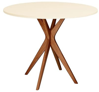 Ragaba Jubi Table à Manger Ronde 80cm Chêne Blanc Craie