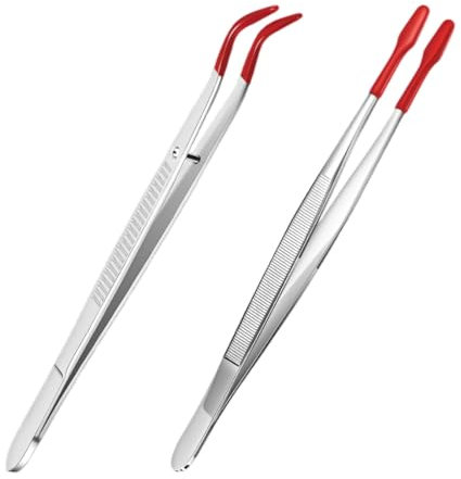 EIHI 2 Pièces De Pinces En Acier Inoxydable 15cm Longues Droites Incurvées Avec Une Extrémité Dentelée De Précision Pour l'Aquascaping,Le Jardinage,La Cuisine,Le Travail Industriel