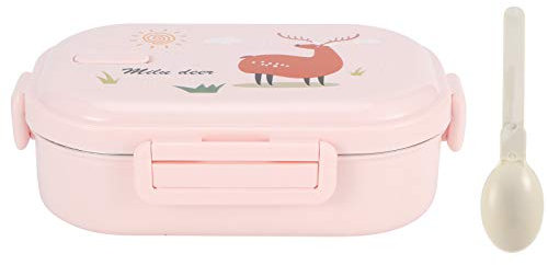 Apexare Lunch Crock Pot Tragbarer Lunchbox-Behälter aus Edelstahl, auslaufsichere kleine Behälter für Lunchboxen, 5 Fächer, wiederverwendbarer Snackbehälter für die Schule (Pure color powder-deer)