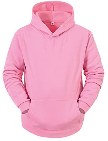 Veste Capuche Homme Chaud,Sweat À Capuche pour Homme Couleur Unie Veste Longue Homme Vintage Cordon De Serrage Décontracté (Rose,XL)