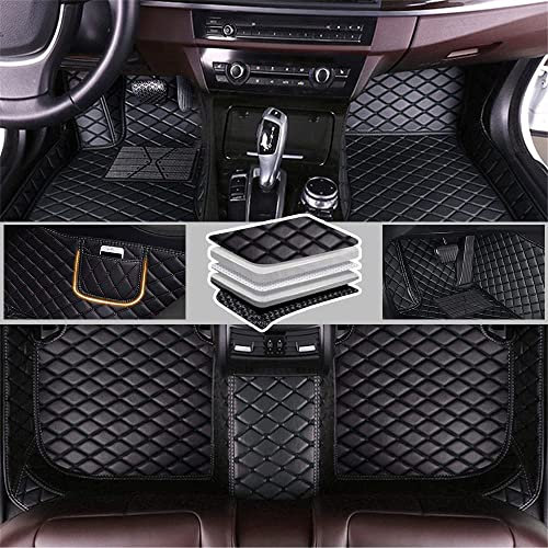 TCMYQS PU Leder Auto Fußmatten, für Audi A1 A3 A4 A5 A6 A7 A8 A8L Q2 Q3 Q5 Q7 SQ5 S3 S4 RS4 TT SUV Polster Schutz rutschfeste Leder Bodeneinlagen,A Black