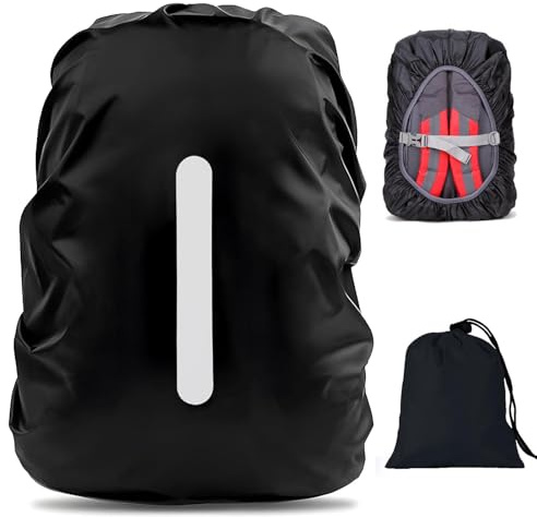 PINEPAN Wasserdichter Regenschutz Rucksacküberzug mit Rutschfester Verstellbarer Schnalle Regenschutz für Camping Wandern Rucksack mit Aufbewahrungstasche 15-100L