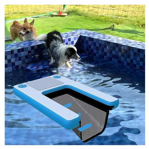 rampa de agua para perros Rampa De Agua Ligera Para Perros, Escalera Inflable Flotante De 99 Cm De Ancho Para Piscinas, Plataforma Reutilizable Con Bomba, Cuerda Y Kit De Reparación, Antideslizante.(B