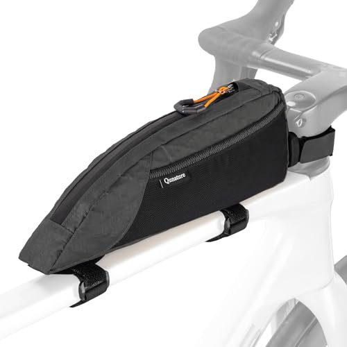 Qunature Borsa Telaio Bici Capacità 1L, Borsa Triangolare Tubo Superiore | Leggera e Stabile, Facile Installazione, Borsello Bici da Corsa per Bicicletta MTB Mountain Bike Bikepacking, Nero