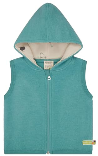 loud + proud Unisex Kinder Wollfleece mit Kapuze, GOTS Zertifiziert Wollfleeceweste