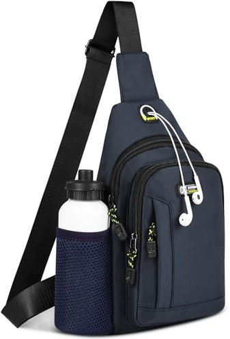 HOTUT Schultertasche Brusttasche,Klein Wasserfest Crossbody Umhängetasche,Handtasche Herren mit Seitliche Netztaschen,Leichte Sling Bag für Outdoor-Sportarten Reise Radfahren