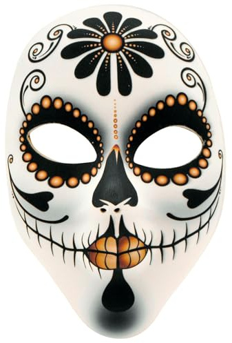 W WIDMANN MILANO Party Fashion - Totenkopf Maske für Erwachsene | Gesichtsmaske im Dia de los Muertos Design, für Halloween- und Karnevalskostüme