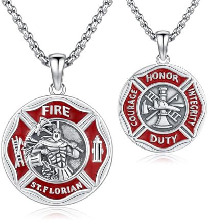 XIXLES Heiliger Patron Halskette, Sterlingsilber Amulett Anhänger | Religiöser Schutzengel Anhänger, Christlicher Schmuck für Damen Herren, Geschenk zur Taufe Kommunion Konfirmation Geburtstag