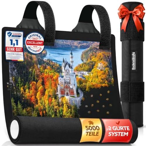 Bodenständig® Puzzlematten für Puzzle bis 5000 Teile – Doppelgurtsystem | In allen Größen Puzzlematte 5000 Teile – Sicheres Aufrollen & Verstauen – Puzzle Matte 120 x 180 cm