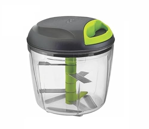 Manual Food Chopper 900ML | Pull String Food Chopper | Handy Chopper with 5 Stainless Steel Blades for Effortlessly Chopping Vegetables and Fruits for Your Kitchen (900 ml)
