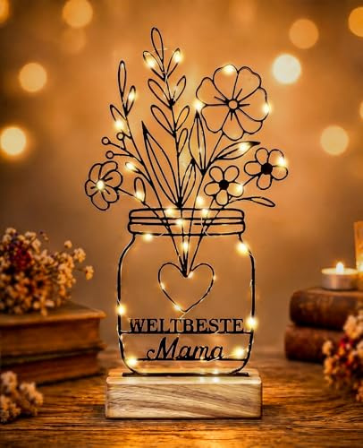 Anruzon Geschenke für Mama, 3D-Gedruckter Blumenschmuck als Dekoration für Zuhause mit LED-Licht, Muttertagsgeschenk, Geschenk für Mama, Frau und Oma zum Muttertag, Geburtstag und Weihnachten