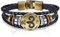 JewelryWe Schmuck Herren Damen Widder Armband, 12 Tierkreis Sternzeichen Horoskop Charms Druckknopf Armreif, Leder Legierung, schwarz