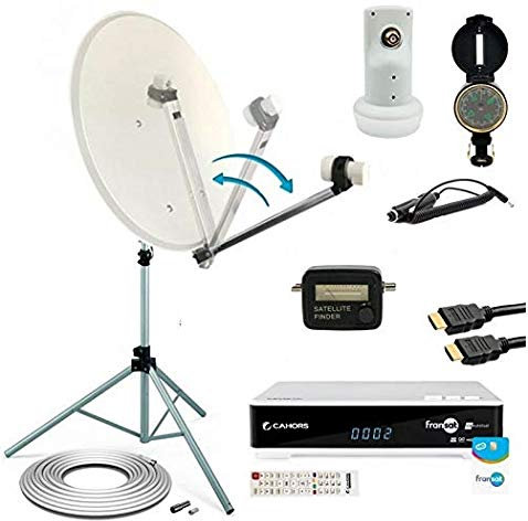Pack Satellite Camping FRANSAT Trepied + Parabole + Récepteur Fransat + Kit Satfinder + Kit Coaxial