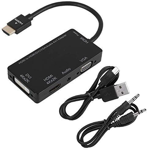 Adaptateur HDMI, 4 en 1 HDMI vers DVI 4K / VGA/HDMI 4K / Audio Câble de Conversion Vidéo Convertisseur Audio pour DV, Tablette, Décodeur, Téléviseur, Ordinateur, Projecteur, etc.
