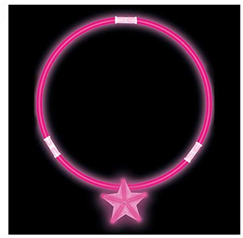 10 Stück Set - Knicklicht Halskette/Kette mit Stern in Pink leuchtend - toller Schmuck für Hochzeit, Junggesellenabschied, Fasching, Karneval oder Kinder-Geburtstag