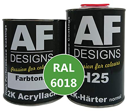 Alex Flittner Designs 2K Lack 7,5 kg Set RAL 6018 GELBGRUEN matt Holz Maschinen Industrielack LKW NFZ