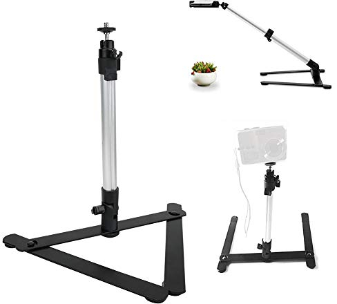 Soporte de Soporte de transmisión en Vivo, aleación de Aluminio 2 kg de Carga 360 ° Ajustable Photo Studio Overhead Remake Copia Soporte Macro Fotografía Soporte de Disparo Alto Trípode