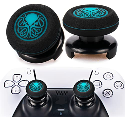 Playrealm FPS Thumbstick Extender & Printing Rubber Silicone Grip Cover 2 Sets for PS5 Dualsenese & PS4 Controller (Cthulhu Abyss Blue)