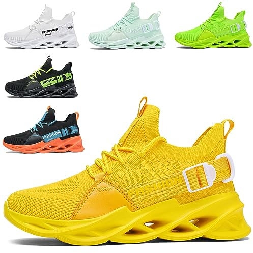 Uomo Donna Running Scarpe da Ginnastica Leggere Traspirante Casual Sportive Mesh Comode Fitness Jogging Sneakers Multicolore G133 Yellow 42