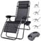 BAKAJI Chaise gravité Zéro Chaise de Jardin Fauteuil Relax Pliable Gain de Place avec Plateau tubulaires Acier 22 mm inclinable Tissu en Texilene Respirant terrasse Piscine extérieure (Noir)