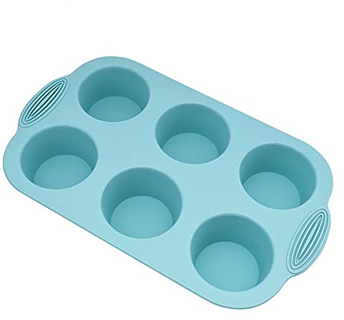 Cake Piping Nozzles Mini Muffin 6 Holes Silicone Round Mold DIY Cupcake Cookies Fondant Baking Pan Non-Stick Pudding Steamed Cake Mold Baking Tool (Color : Green)