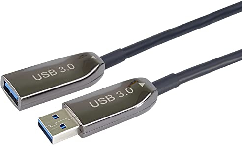 PremiumCord USB 3.2 Optique Câble d'Extension (AOC), Câble USB A en Fibre Optique, Câble de Données SuperSpeed Jusqu'à 5Gbit/s, USB 3.2 Gen1, Non Compatible USB 2.0, Femelle à Mâle, Noir, Longueur 25m
