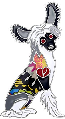 WEVENI Broche chinoise en alliage émaillé avec motif chien à crête - Bijoux pour femme et fille, Zinc,