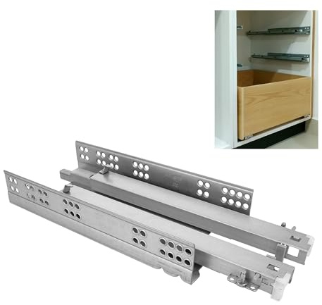 Amig - Lot de 2 glissières coulissantes en acier zingué pour meuble, commode ou armoire | Extraction partielle avec fermeture automatique | Résistance de charge : 25 kg/paire | Dimensions : 500 mm