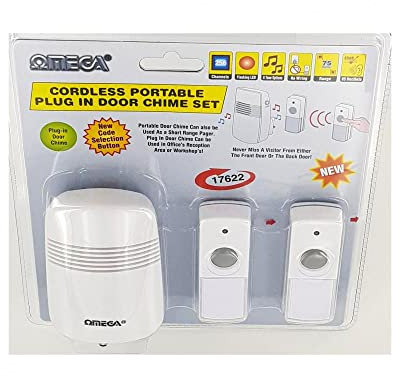 Omega Plug in Door Chime 2 Belll Push Upto 75m Range