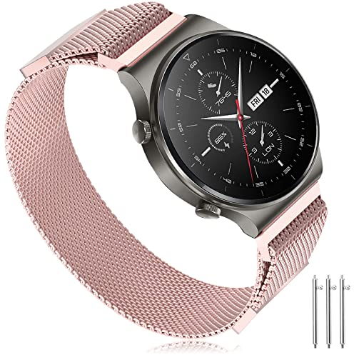 Cinturino Huawei Watch GT 2 46mm/Huawei Watch GT2e Bracciale, 22mm Acciaio Inossidabile Doppio Magnete Cinturino per Huawei Watch 3/Pro/Huawei Watch GT 2/GT Fashion/Sport/Active/Elegant/Ticwatch Pro