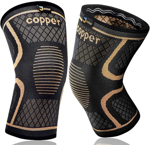 Copper Knee Brace for Men and Women (2 Pack, X-Large) Compression Support