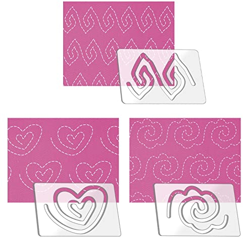 Kapyoo Freemotion Quilt-Lineale und Vorlagen-Set, Quilt-Vorlagen für Maschinensteppen, Quiltzubehör, Quiltmuster mit rutschfesten Griffen, 3 Stück (Serie A)
