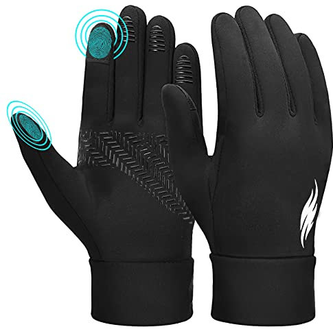 AYPOW Kinder Handschuhe Winter Fahrradhandschuhe,Thermo-Fleece Futter Winddichte Wasserdicht Anti-Rutsch Touchscreen Outdoor Sport Winterhandschuhe Fäustlinge,Jungen Mädchen Laufen Reiten 4-12jahre-L
