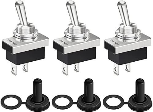 ROMINVIC Kippschalter KN3D-101 Ein/Aus(On/Off),2 Anschlussstift 12 VDC 25 A mit wasserdichter Kappe 3 Stück