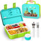 Lehoo Castle Kids Lunch Box, 1.25L Bento Lunch Box for Kids with 5 Compartments, Kids Bento Box Lunch Containers with Sauce Jar/Spoon & Fork (Dinosaur)
