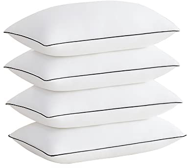 Acanva Cooling Bed Pillows for Sleeping, Luxury Hotel Quality 3D Microfiber Filling with Breathable Cover for Side Back and Stomach Sleepers, Reduces Neck Pain,King (Pack of 4), Black