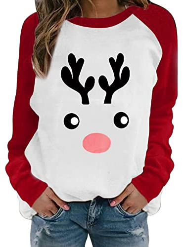 Weihnachtspullover Familie Adventskalender 2022 Pullover Weihnachtspullover Lässiger Oberteile Bedrucktes Weihnachtspulli Herbst und Winter Pulli Übergröße Sweatshirts Blusenshirt Sweater