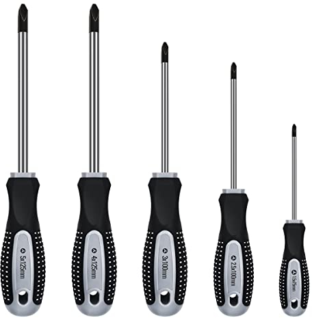 Tri-Wing Schraubendreher-Set (5er Pack in den folgenden Größen: 1,5, 2,5, 3,0, 4,0, 5,0) geschmiedeter Stahl mit TriWing Y 3-Punkt-Magnetspitzen und weichem ergonomischen Griff